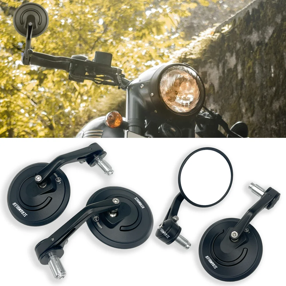 

For Ducati Scrambler 400 800 1100 2014-2019 1 Pair 7/8'' 22mm Motorcycle Bar End Mirrors Retro Handlebar Tip Rearview CNC