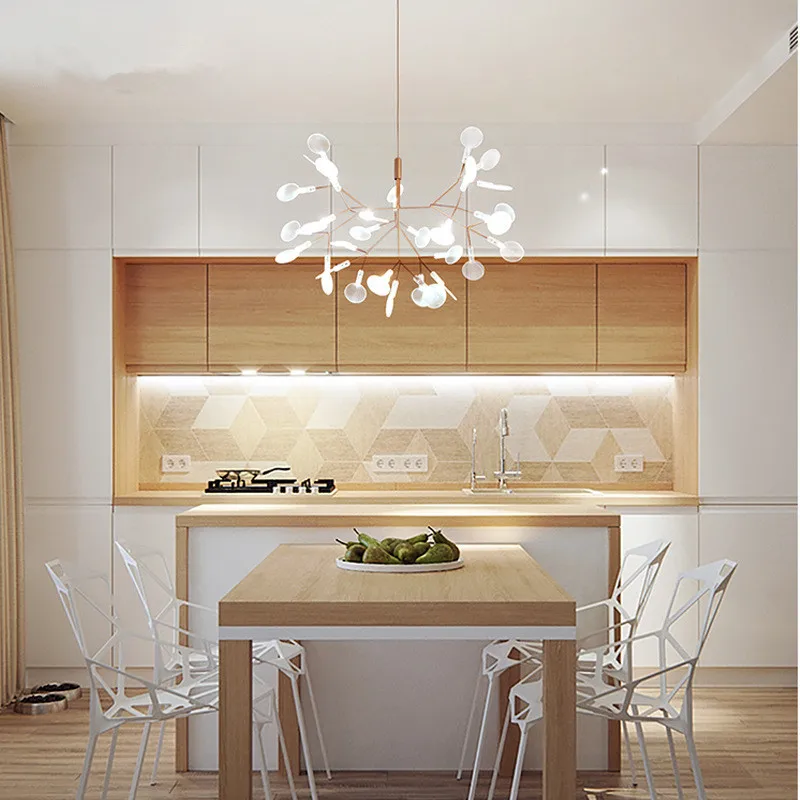 Imagem -05 - Nordic Heracleum Candelabro com Anel Lâmpada Firefly Ouro Rosa Preto Branch Design Sala de Estar Cozinha Corredor Pós-moderno