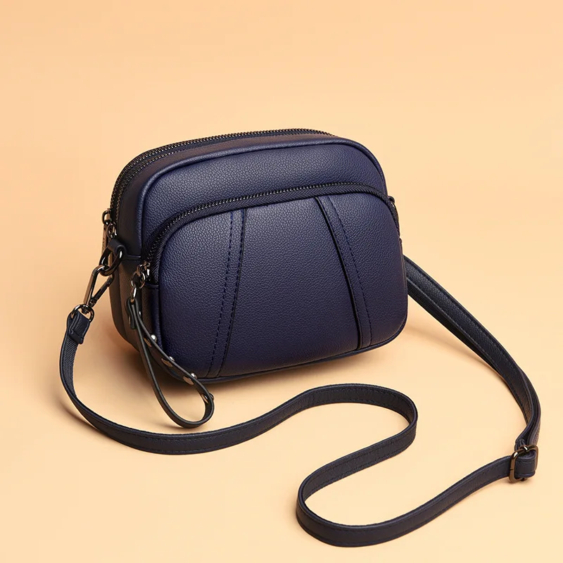 Einfarbige modische Niet Reiß verschluss Damen Handy tasche einfache weiche Leder Schulter Cross body kleine quadratische Tasche Handtasche – Detail 18