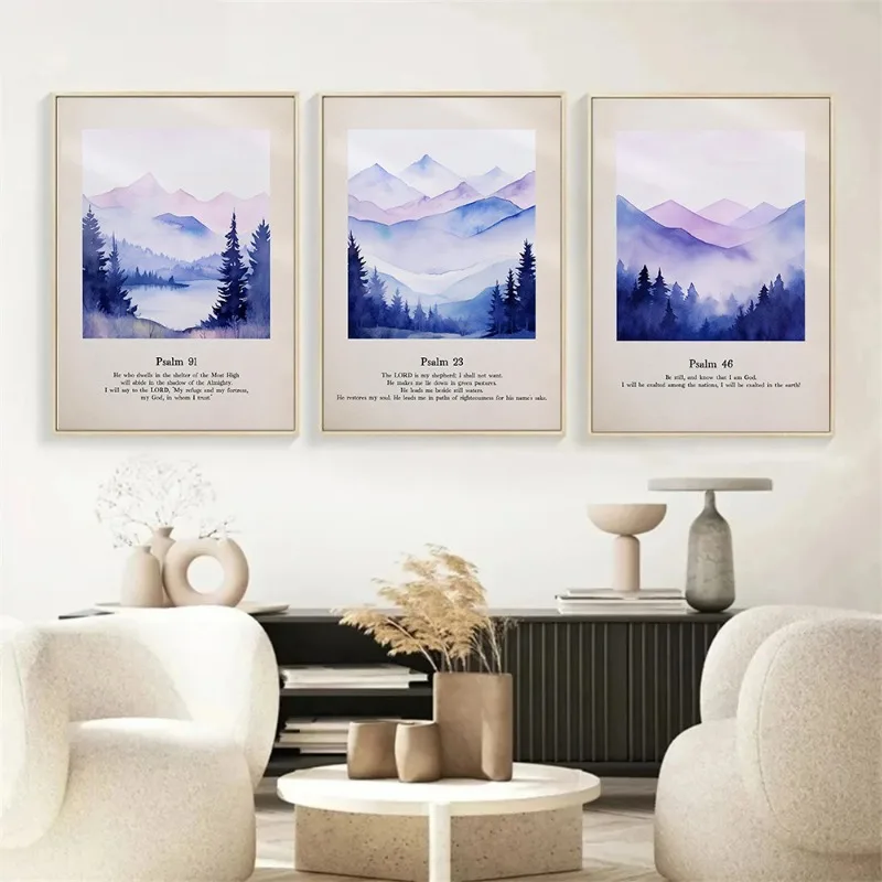 Modern Christian Jesus God Bible Verse Psalm Landscape Posters and Prints Canvas Printing Wall Art Picture for Living Room Decor