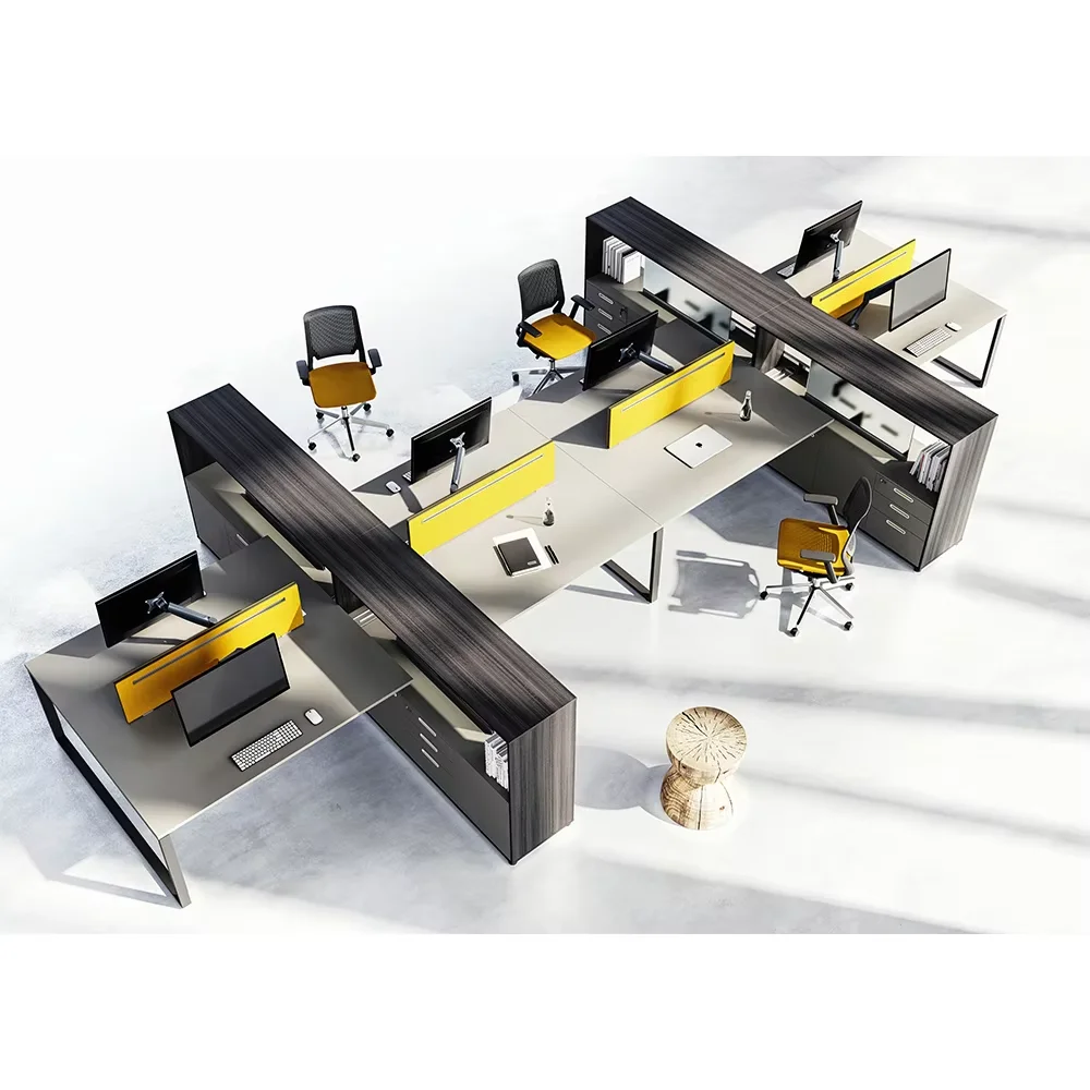 Custom high-grade wooden office furniture 2, 4, and 6-person staff desks, cubicles, workbenches, modular staff desks