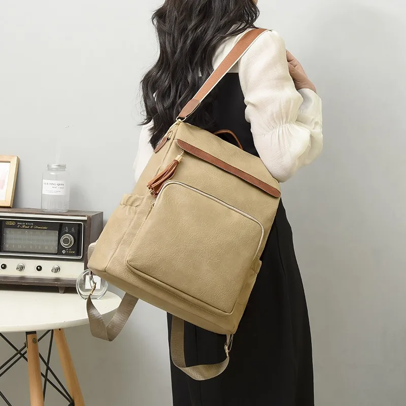 حقيبة ظهر من جلد البولي يوريثان للنساء مضادة للسرقة للسفر، حقيبة كتف للسيدات قابلة للتحويل مناسبة للعمل #1