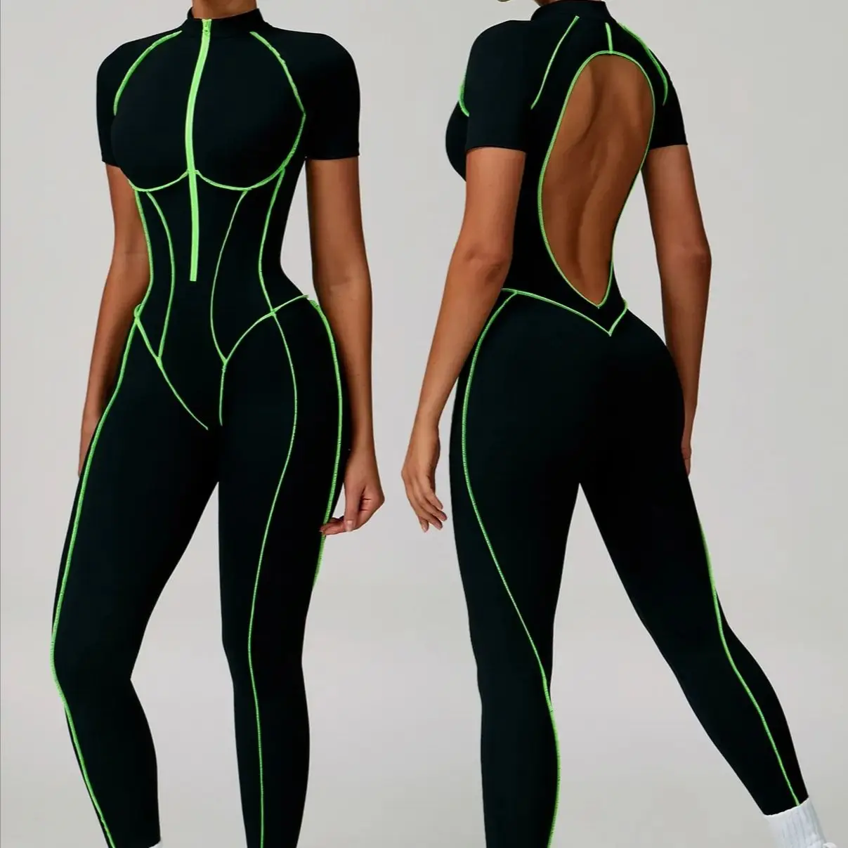 

Women's sports Jumpsuit kit Yoga Set Fitness Bodysuit Hip-lifting Open Back Tight High elasticity Outdoors Gym Workout Jumpsuit