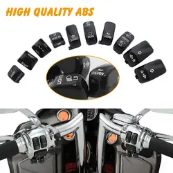 10Pcs Hand Control Switch Cap Button Cover Black For Harley Touring Road King Electra Street Road Glide 1996-13 Accessories