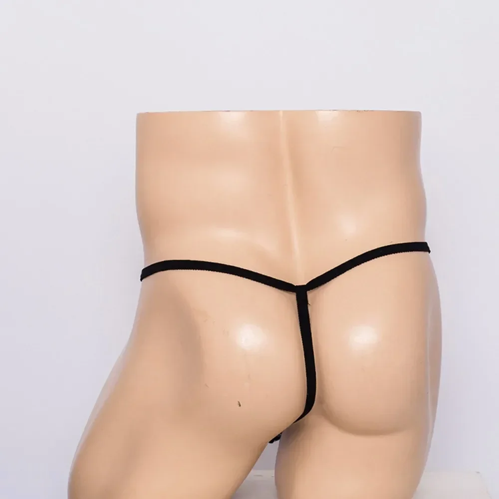 Tanga de encaje en forma de T para hombre, ropa interior Sexy, bragas Sissy de tiro bajo, bolsa Burgle