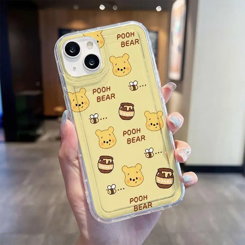 Winnie the Pooh honey bee Anime Phone Case For iPhone 16 15 14 13 12 11 Pro Max Xr 16 15 14 Plus Case Cute Cartoon Sweet Cover