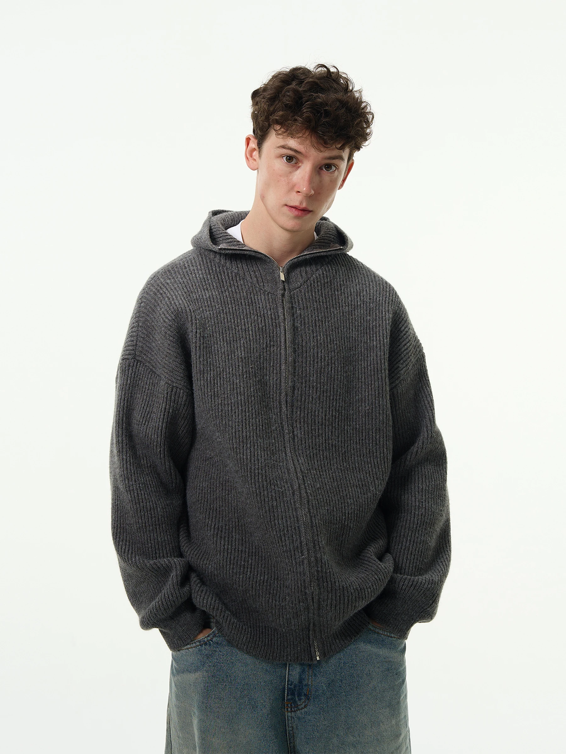 

MADWITCH Autumn Winter New Sle Retro Lazy Knitted Sweater ex Cleanfit Hoodie Cardigan Outerwear Long Sve Warmth