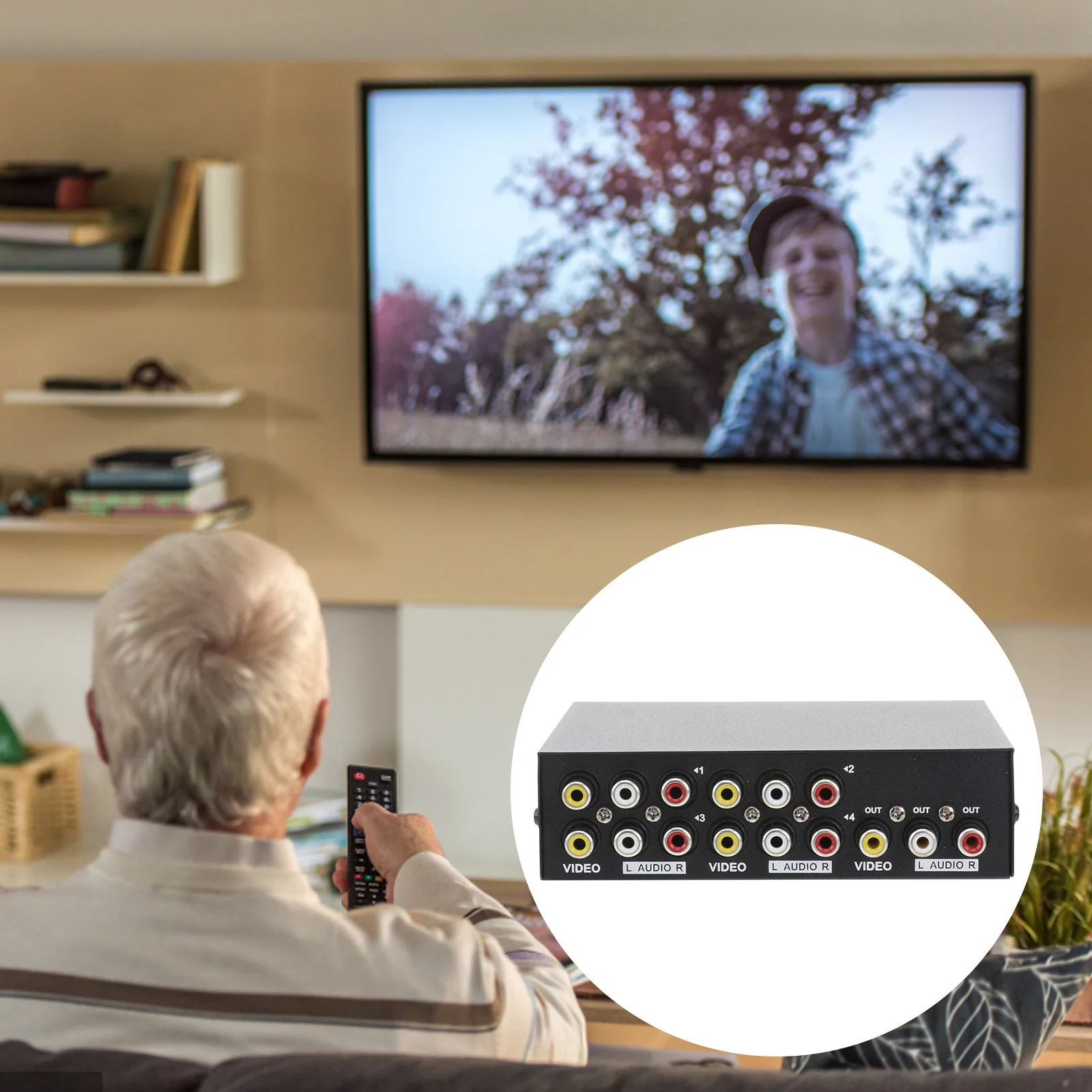 

-431 Композитный видео L R Аудиопереключатель для кабельной коробки Dvd Композитный разъем 4 в 1, металлический корпус