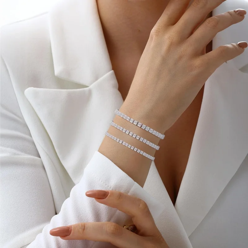 Real Moissanite Tennis Bracelet For Women | 2.1-15Ct Round Cut D Color VVS1 | 18K White Gold Plated 925 Sterling Silver | 2-4Mm