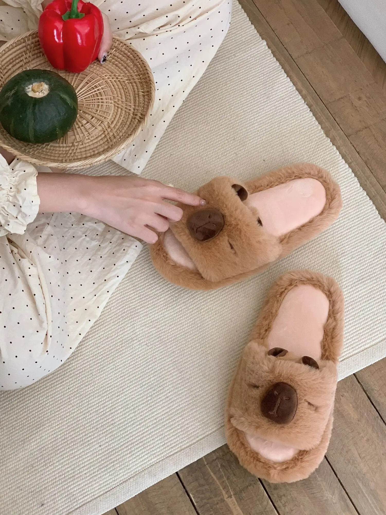 Cute Capibala Dolphin Cotton Home Slippers For Women's Autumn And Winter Students' Bedroom Warm Animal Slippers