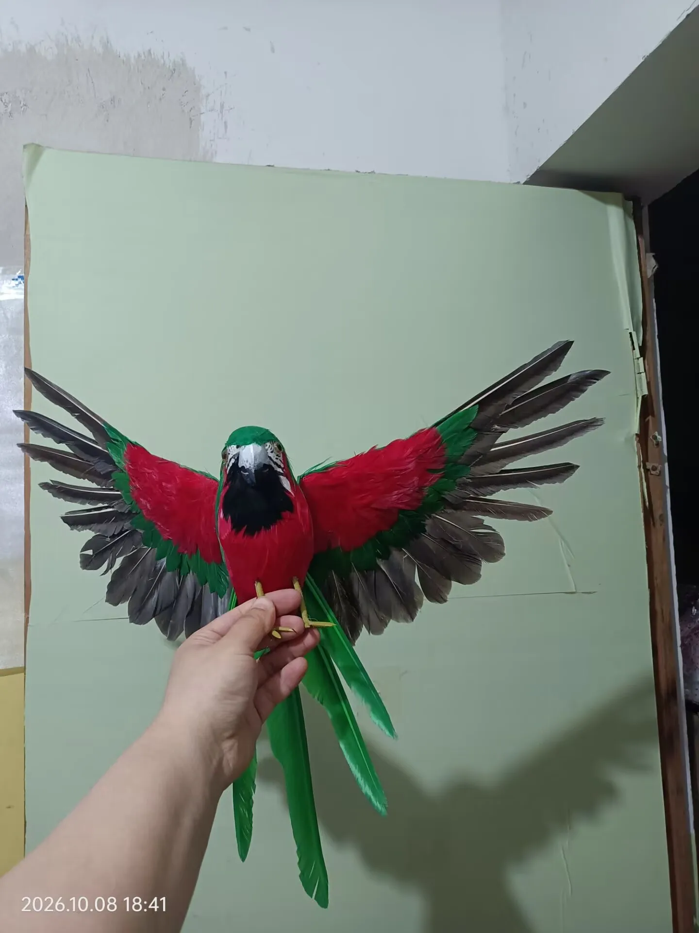 green&red Foam&feather parrot Model Garden Decoration Wings bird Gift Approx. 35x50cm - Outdoor Decor