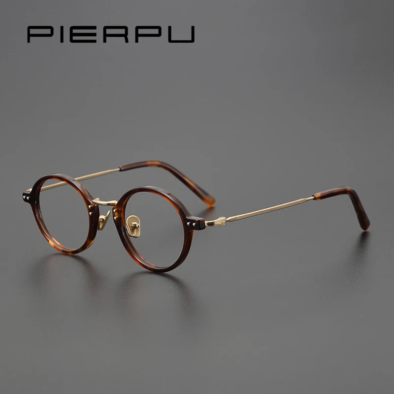 

High Quality Design Titanium Glasses Frame Men Women Vintage Round Eyewear Japanese Handmade Ultralight Prescription Eyeglasses