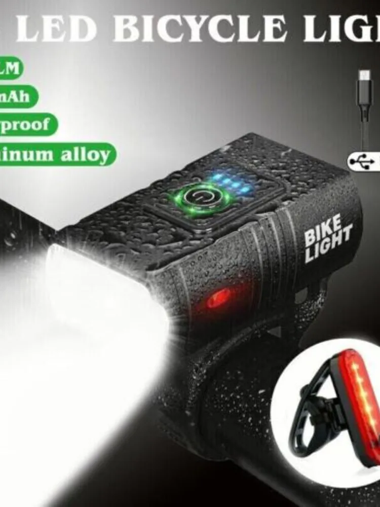 AliExpress Mountain Bike Lights USB Rechargeable Bicycle T6 LED Torch Front Rear Lamp Set