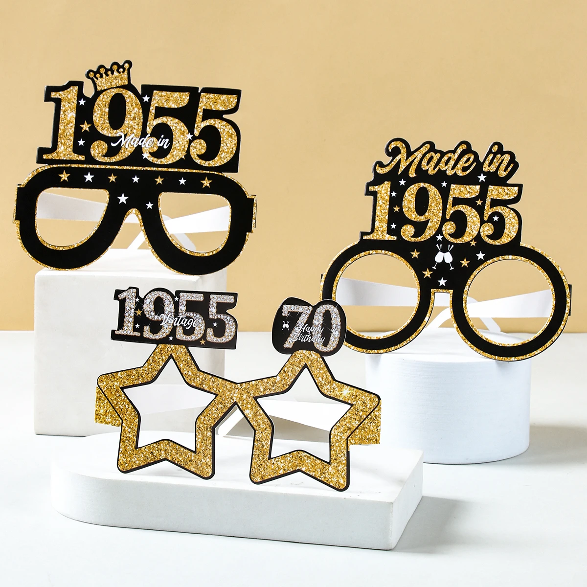 30th 40th 50th 60th 70th Balck Birthday Glasses Photography Props Celebrate Birthday Party Decoration Adults Anniversary Decor