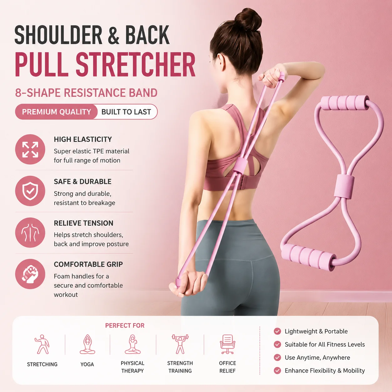 8-Shaped Pull-Up Device, Back Shaping Yoga Training and Fitness Equipment, Home Slimming and Plastic Weight Loss Device
