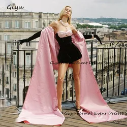 Giyu Exquisite A-line Cocktail Dress Detachable Shawl Velour Mini-Length Above Knee Birthday Party Dress Prom Gown Customized