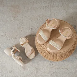 Female Sandal Block Heels Open Toe All-Match 2025 Summer Buckle Strap Black Shoes for Women Girls Chunky Peep Beige Comfort New