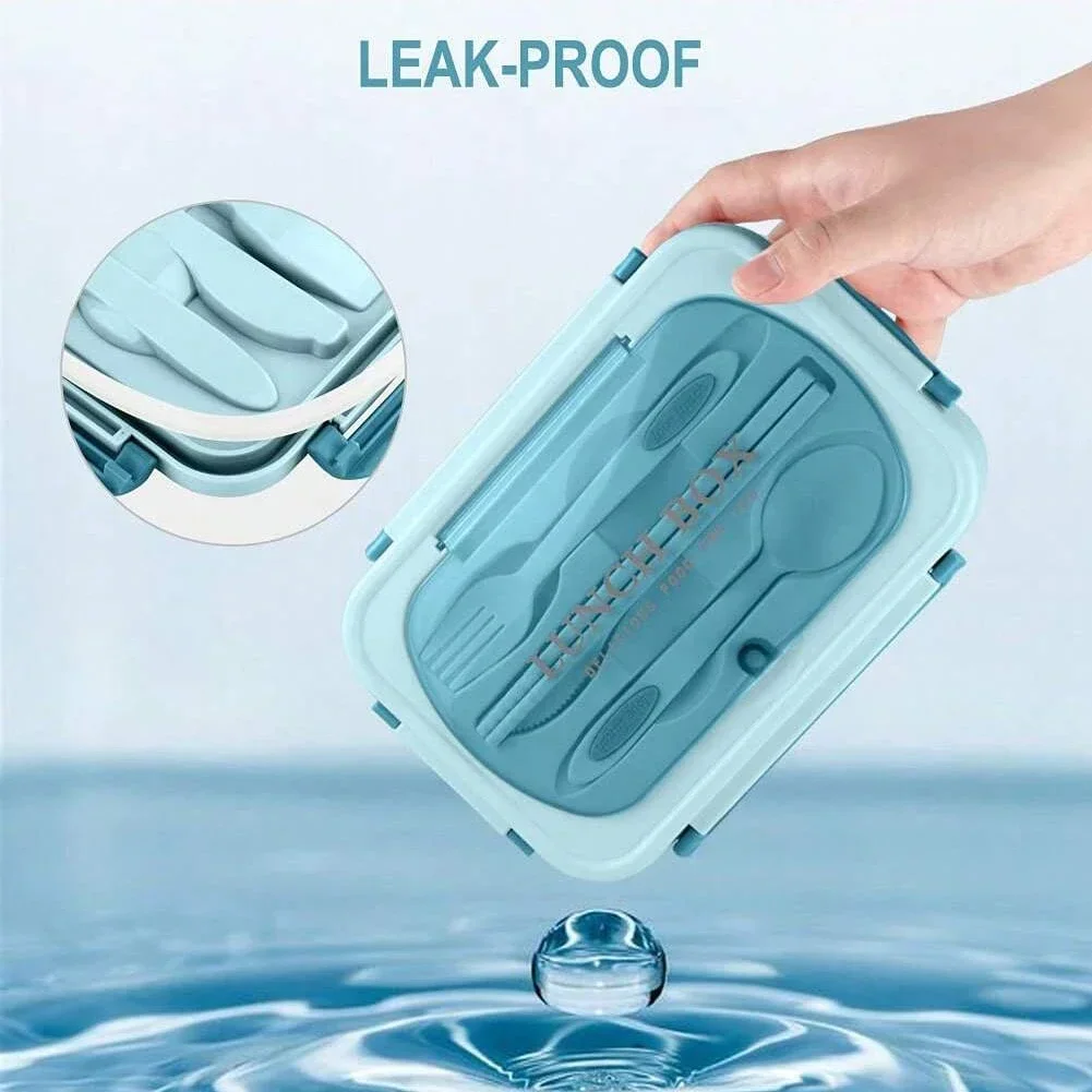 صندوق غداء بينتومع 4 أقسام للبالغين ، حاوية طعام قابلة للغداء ، العودة إلى المدرسة ، الرجال والنساء ، 4 أقسام