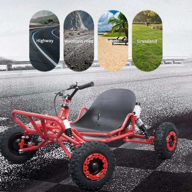 Outdoor AdventureSpeed And PassionPowerful 63CC 2 Stroke Engine Off Road Kart Sturdy Wide Seat Independent Suspension Chain Rear view 5