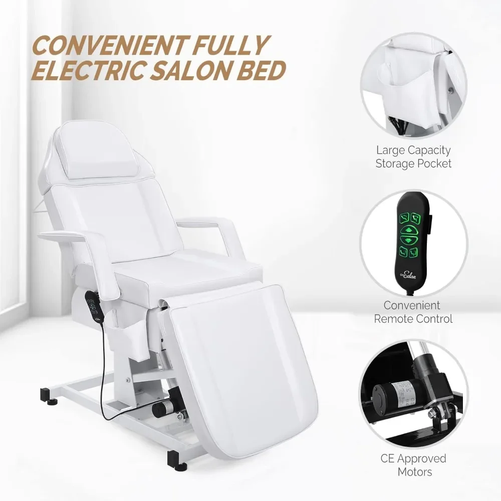 Fully Electric Salon Facial Bed Chair, Multi-Purpose Massage Tattoo Lash Table, Height Backrest Footrest Adjustable image 6