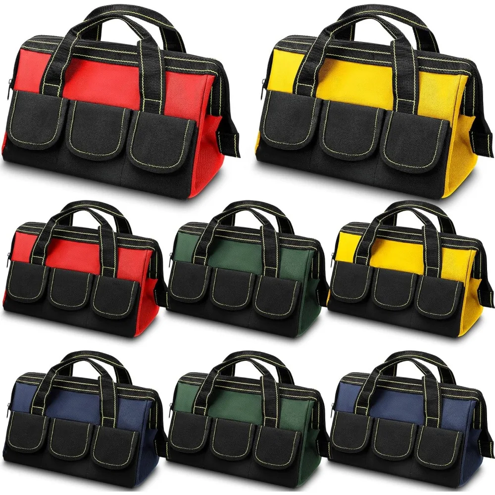 

Heavy Duty Waterproof Hard Bottom Wide Mouth Tool Tote Bag with Multi Pockets Organizer for Electrician Carpenter Mechanic