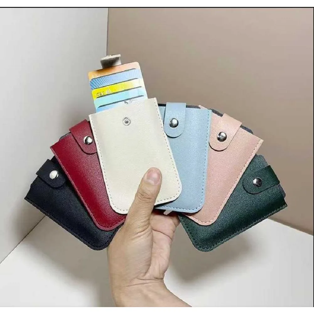 2 Pack Pull Tab Multi Slots Card Holder, Large Capacity PU Leather Credit Card Wallet, Snap Button Pull Out Design ID Debit Card Protector for Men Women Travel Daily Gift view 8