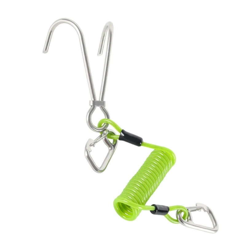 Double Head Diving Reef Cord Hook Stainless Diving Reef Hook Spring Safety Rope Secure Gear In Current Water Sports JOME