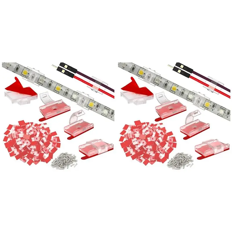 

AB41-200PCS Монтажные зажимы для светодиодных лент с самоклеящейся лентой + винтовые зажимы для внутренних световых лент