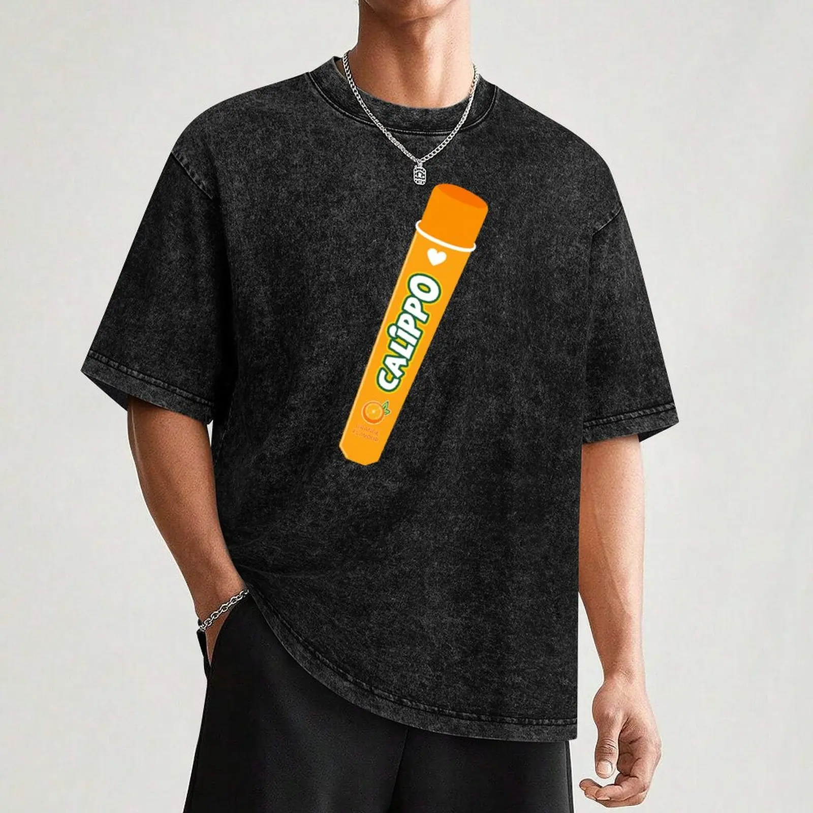 Orange Calippo T-Shirt Basic Crew Neck Short Sleeve Top