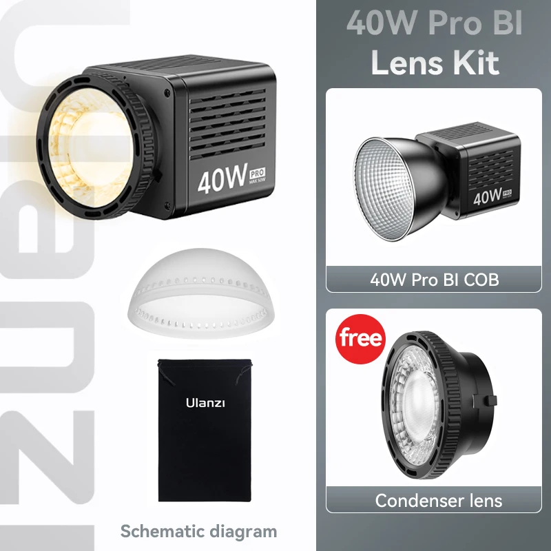 Ulanzi Professional LED Photography Video Lamp COB 40W Power Build