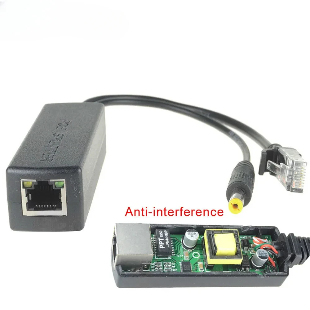 48V to 12V PoE Splitter Anti-interference 15W POE Adapter cable Power supply module DC5.5*2.1mm Connector for IP Camera