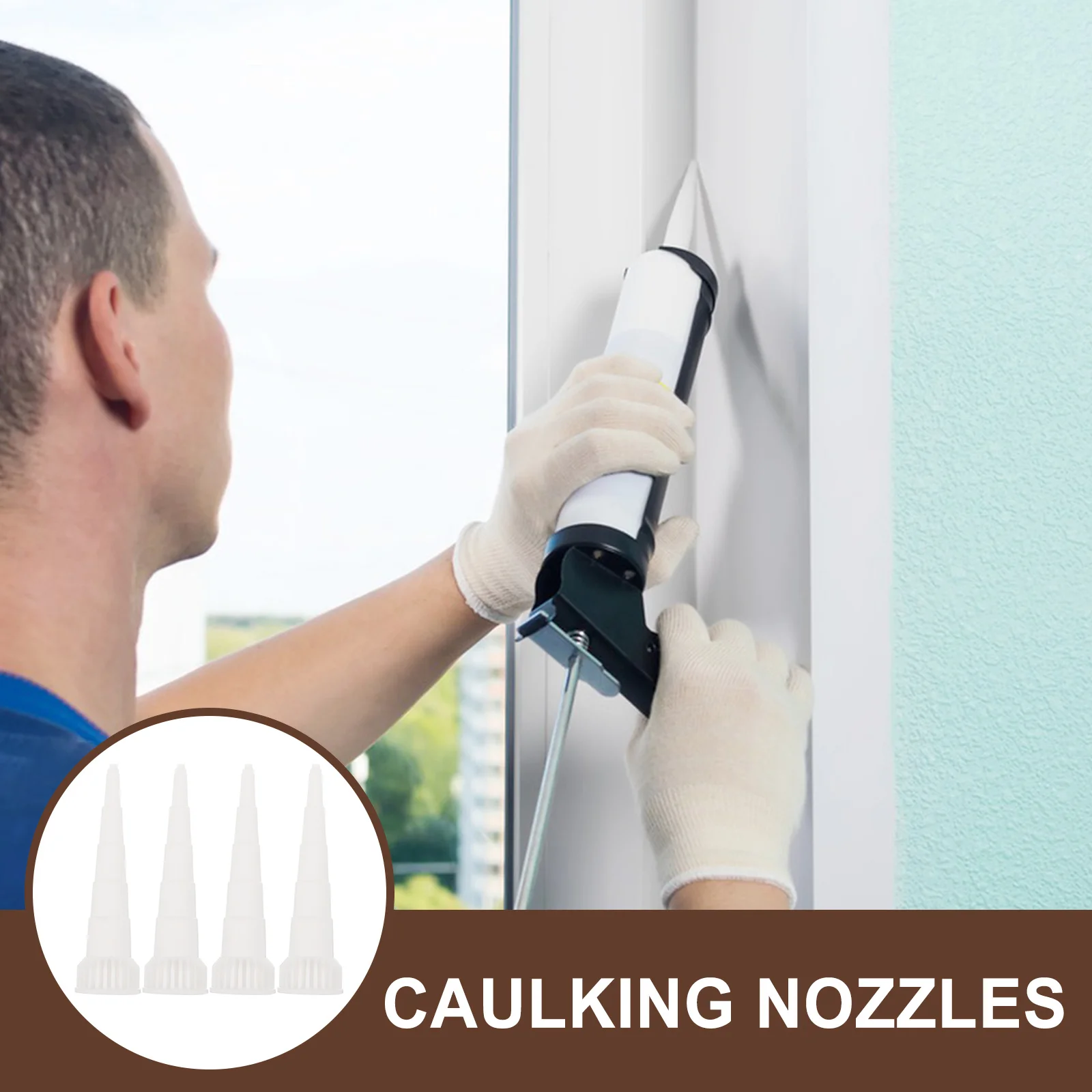 

4pcs Caulking Nozzles Cone Design Easy Grip Flow Control Reusable Caulk Tips Prevent Drying Replacement Caulking Caps
