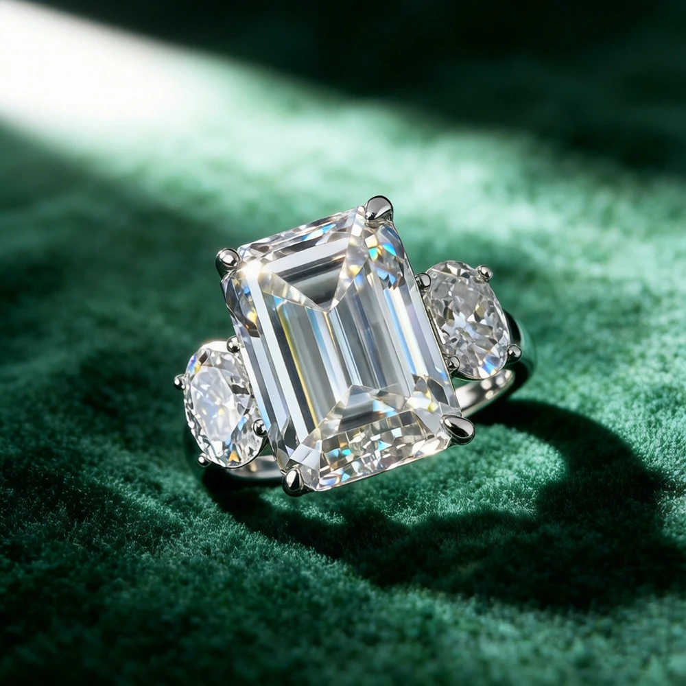 12 Carat All Moissanite Diamon - Sterling Silver Ring 评论和价格