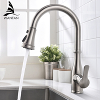Brushed Nickel Kitchen Faucets Single Handle Pull Out Kitchen Tap Single Hole Handle Swivel Degree Water Mixer Tap Mixer Tap
