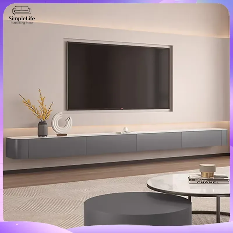 Modern Wall Mounted TV Cabinet Small Living Room Storage Unit Solid Wood Hanging TV Stand Minimalist Design Home Furniture