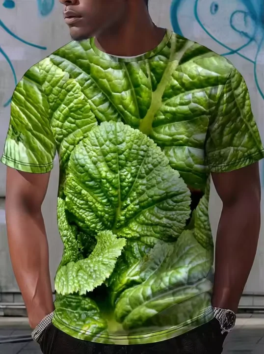 Funny Cabbage Lettuce T-Shirt, Vegetable 3D Print Short Sleeve Tee, Harajuku Y2K Oversized Tops Unisex Clothing for Men Women