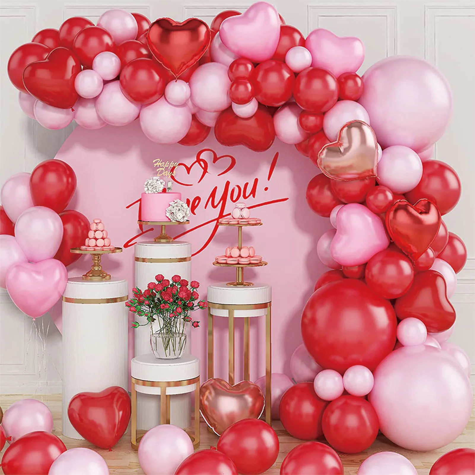 Rose Red Pink Macaron Balloon Garland Arch Kit Birthday Party Decoration Kids Wedding Birthday Party Supplies Baby Shower Decor