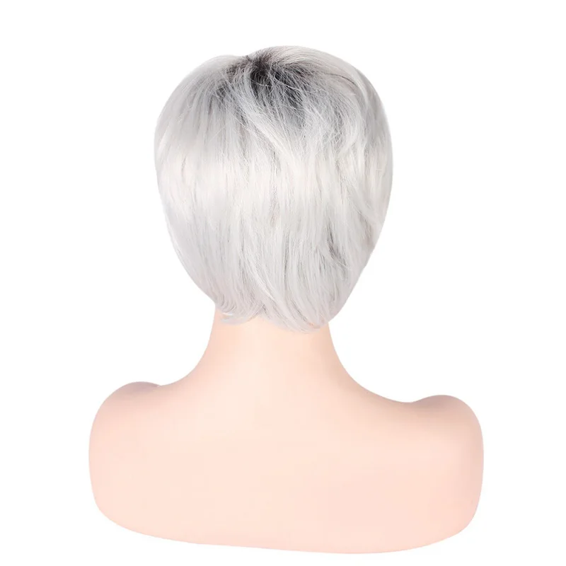 Robe de soirée pour femme, cheveux courts dégradés, banquet, soirée, assortie à des cheveux bouclés en fibre chimique moelleux, cheveux de longueur d'oreille pour femme