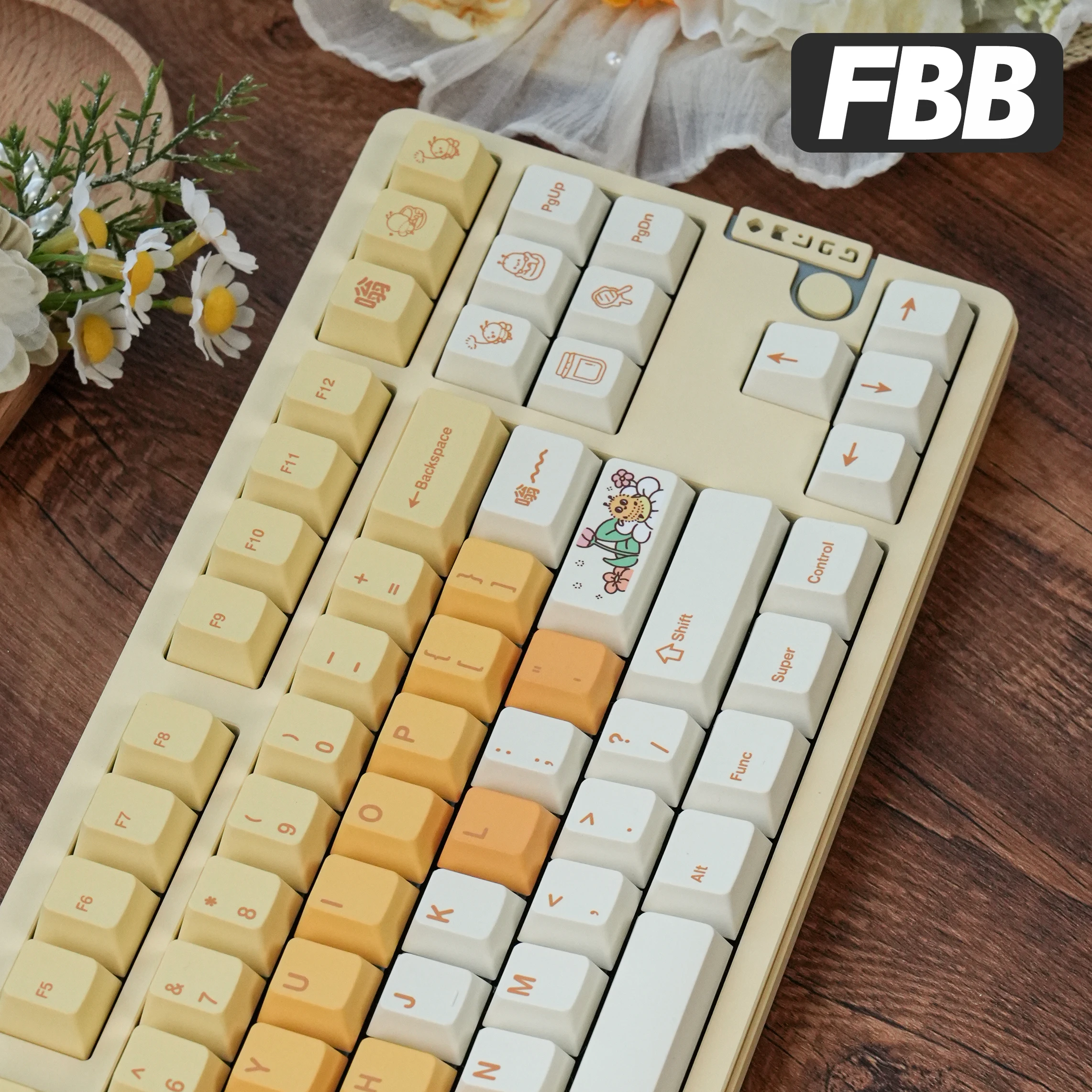 

Колпачки для клавиш FBB с медовой тематикой PBT MX Switchche для механической клавиатуры, колпачки для клавиш с вишневым профилем, сделай сам, индивидуальный рождественский подарок для девочек-любителей
