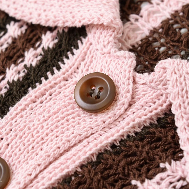 KEYANKETIAN صيف جديد المرأة عمودي مخطط قصير الأكمام محبوك قمة ريترو ستايل سليم رقيقة رفض طوق لينة البلوز #4