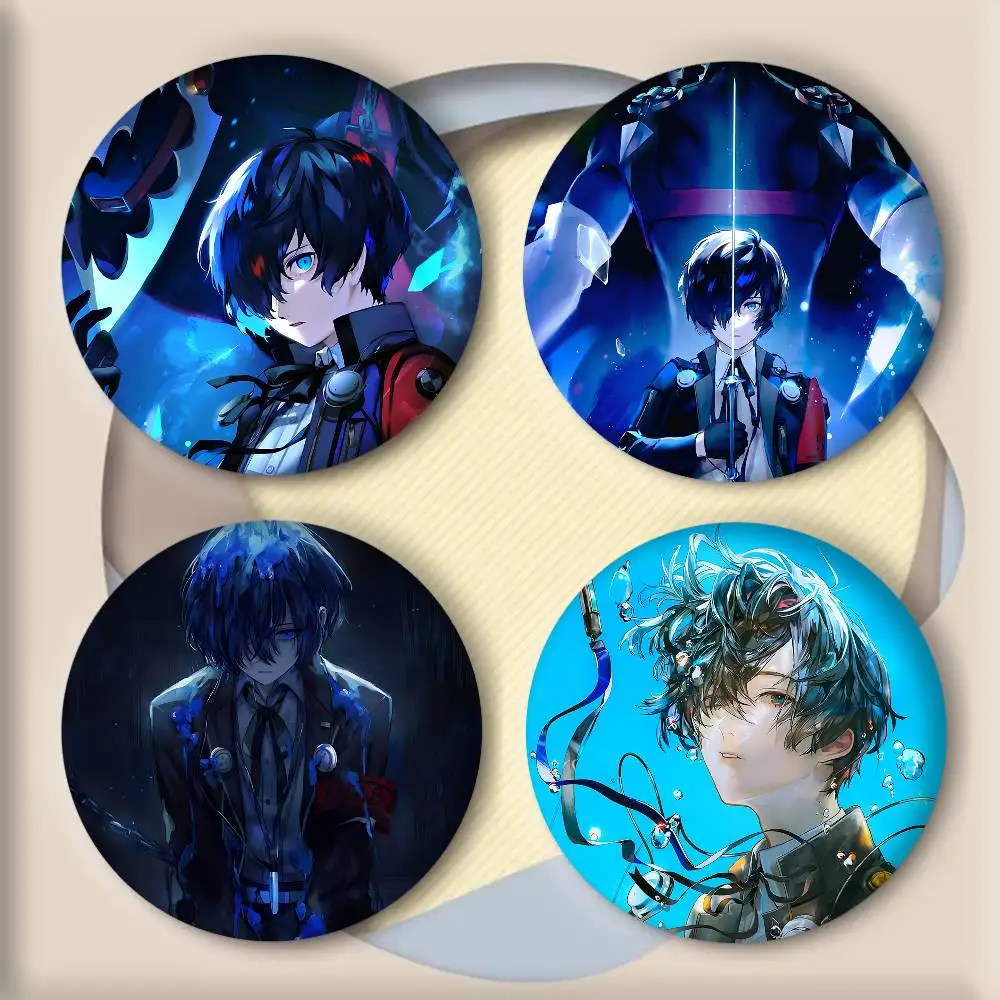 Anime Game Characters P3 Y-Yuuki M-Makoto Badges Round Cosplay Pin Bag Decor Fans Collect Friends Gifts Brooch
