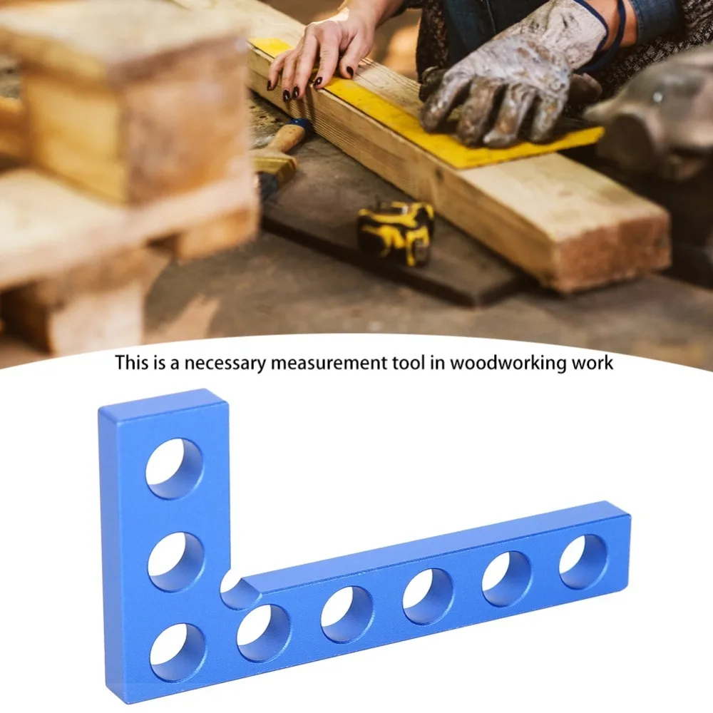 Aluminum Alloy Positioning Squares Blue Color 0-100mm Range Woodworking Tools High Precision L Shaped Right Angle Ruler