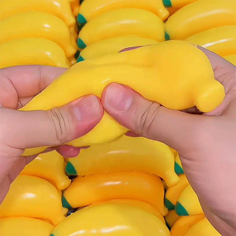 Crunchy Squishy Banana Squeeze Bar Block Filling Food Stress Relief Fidget ASMR Sensory Slow Rebound Banana Squishy For Adults