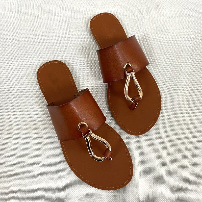 2024 New Fashion Women Slippers Summer Shoes Woman Retro Thin Straps Open Toe Plus Size Outdoor Beach Flat female Slides