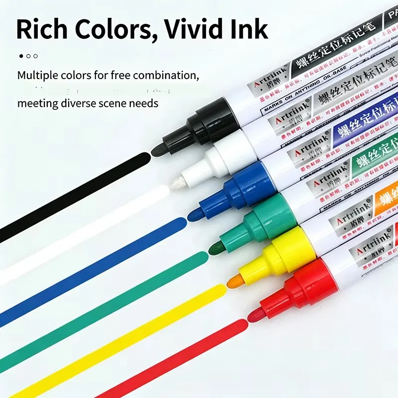 Screw Positioning Pen, 6C, Hi-Low Temp Res, Water/Oil Res, Fade-Res for Industrial Marking: Metal, Paper, Wood, Glass, Stone