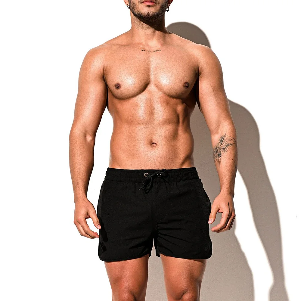 여름 남성 수영 반바지 포켓이있는 복서 비치 바지 캐주얼 패션 느슨한 빠른 건조 해변 서핑 체육관 남성용 하의