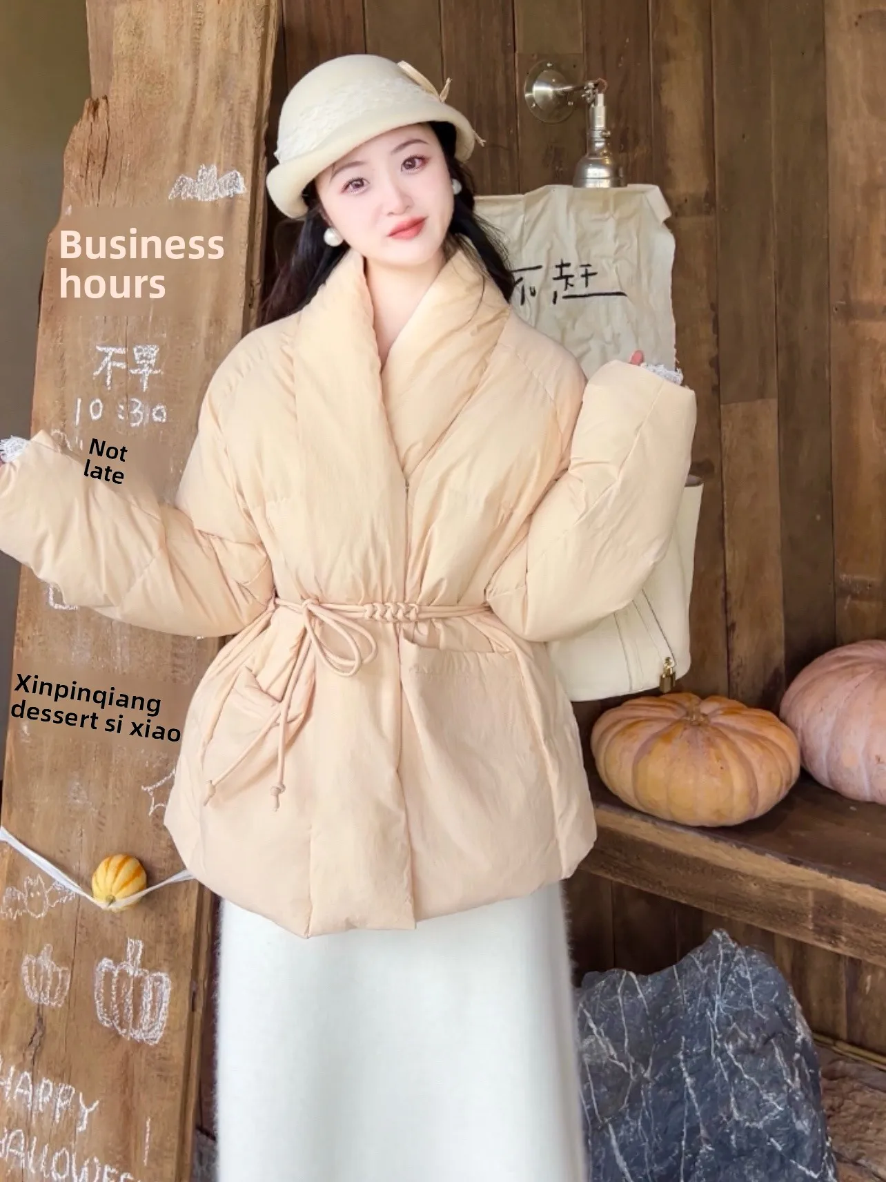 

Зимнее пальто Ele Warmth Du down Jaet Milk Orange Color Sli для женщин, из полиэстера, с наполнителем из белого пуха.