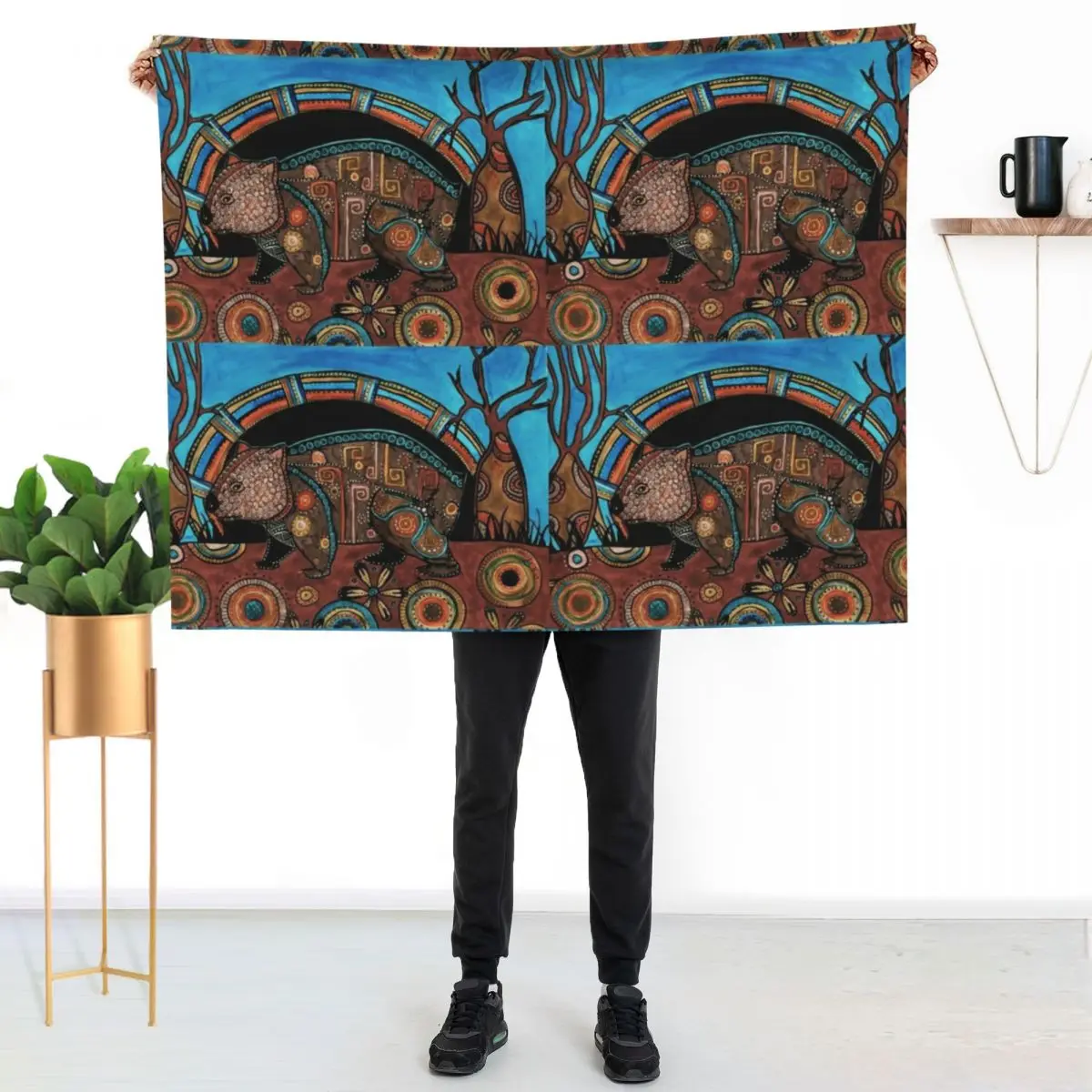 The early wombat catches the rainbow Throw Blanket Thins Vintage Picnic warm for winter Thermals For Travel Bed covers Blankets
