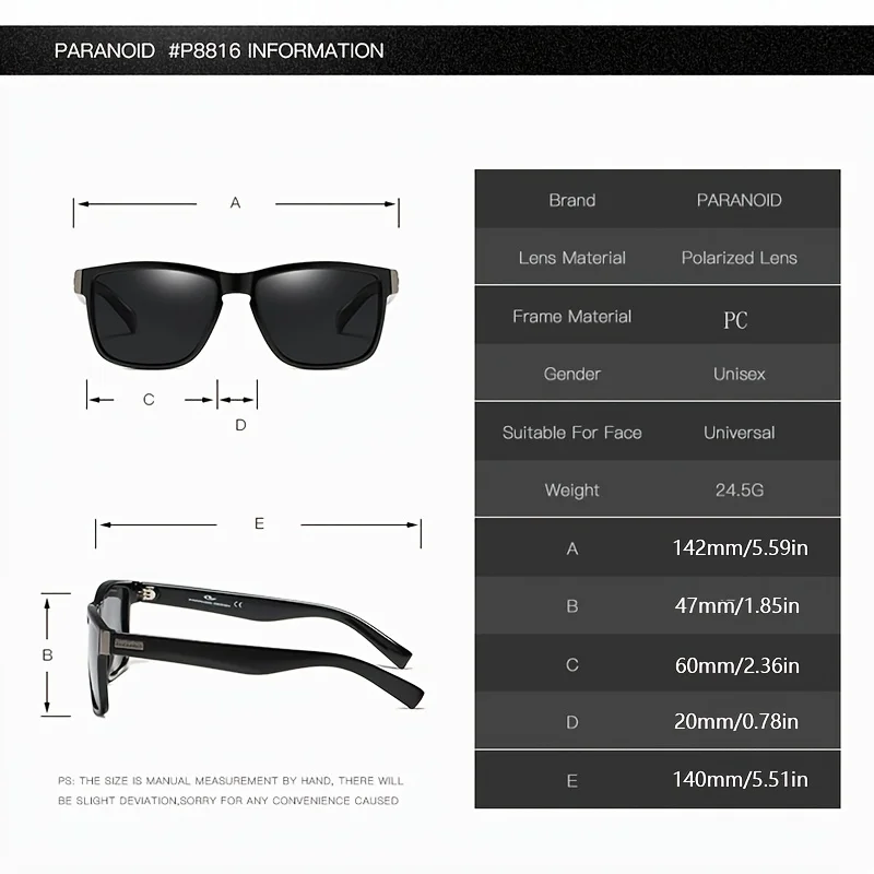 PARANOID Polarized UV400 Protection Sunglasses For Men And Women 8 Colors Model 1518