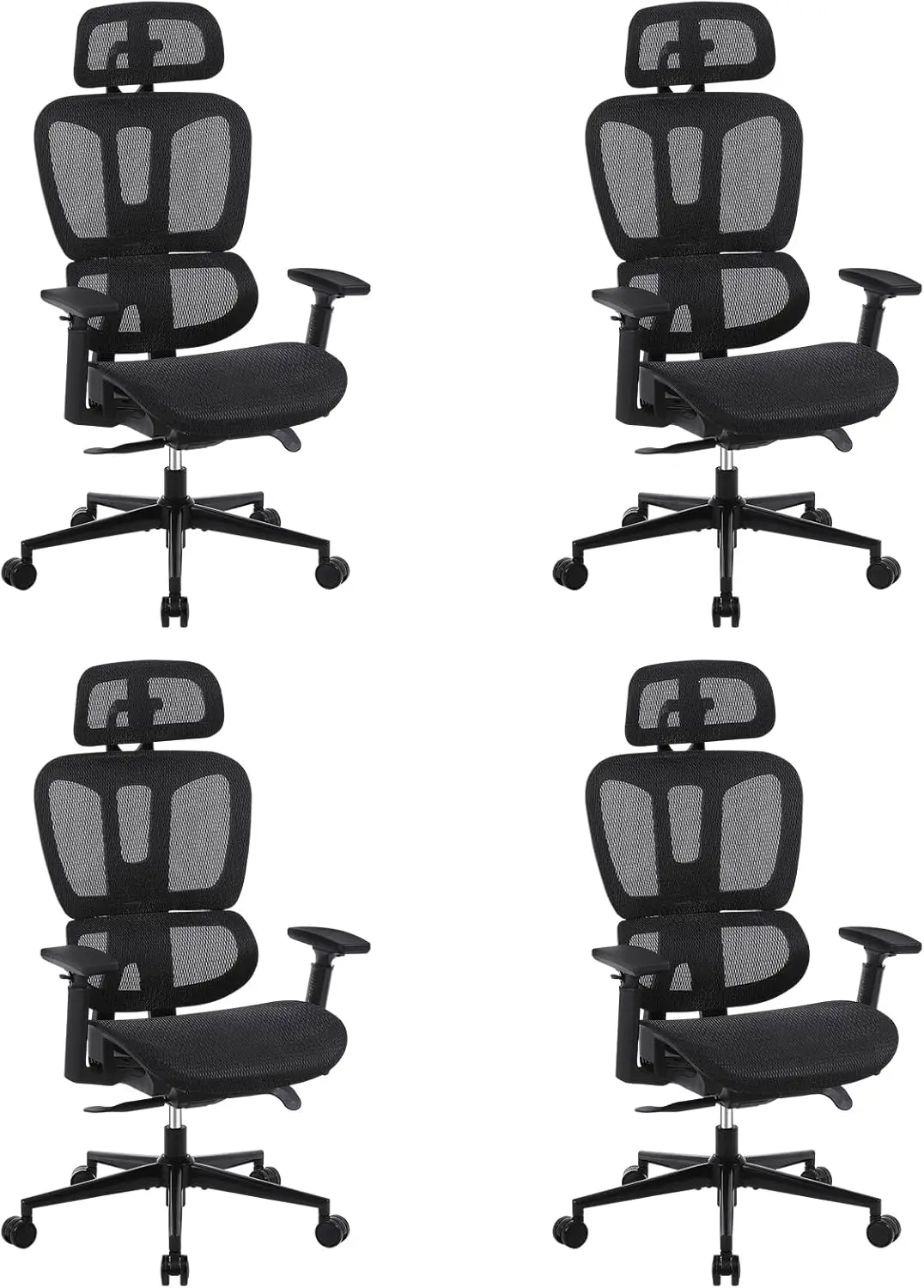 

Ergonomic Office Chair Set of 4 with Lumbar Support High Back Home Office Chairs with Adjustable Seat Depth 3D Armrests